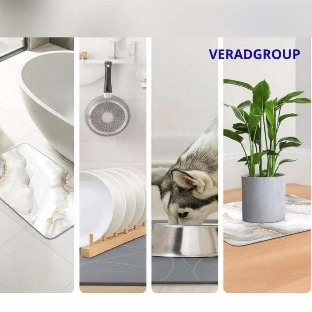 Alfombra de Baño de Diatomita 60 × 40 cm | Piedra Absorbente de Secado Rápido – VERADGROUP - Mármol Marfil