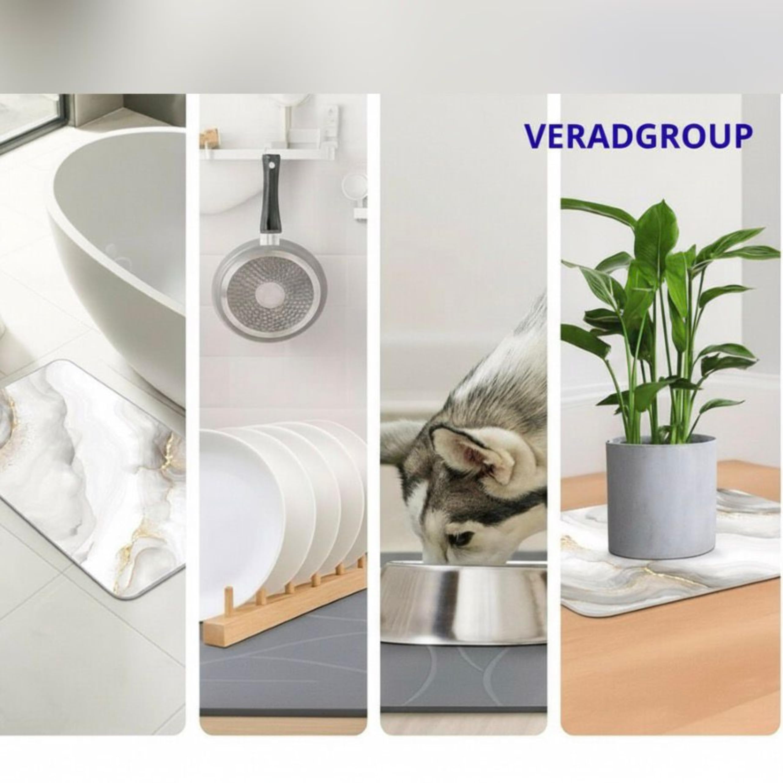 Alfombra de Baño de Diatomita 60 × 40 cm | Piedra Absorbente de Secado Rápido – VERADGROUP - Mármol Marfil