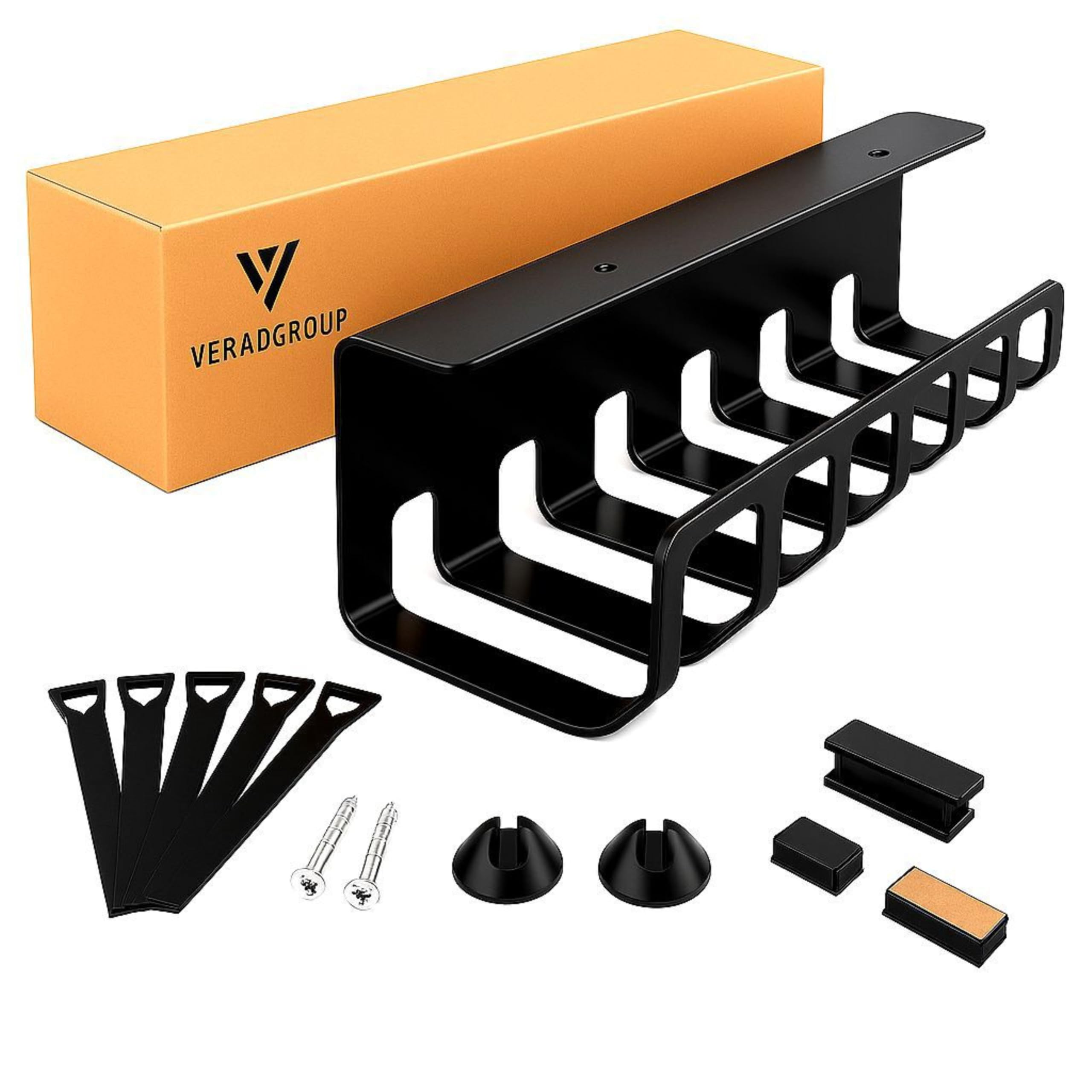 Organizador de Cables para Escritorio 43 cm – Acero Negro | VERADGROUP - 1 unidad