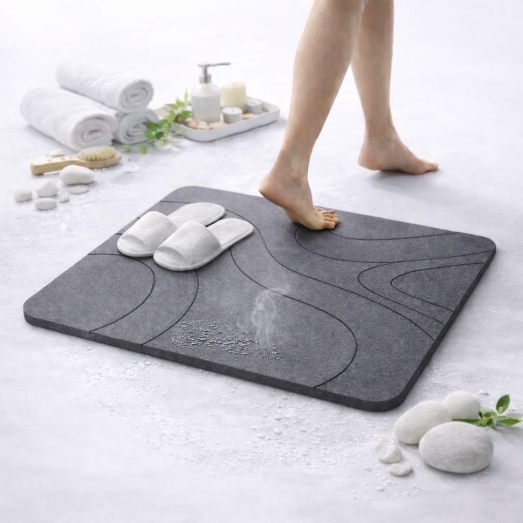 Alfombra de Baño de Diatomita 60 × 40 cm | Piedra Absorbente de Secado Rápido – VERADGROUP - Gris Piedra