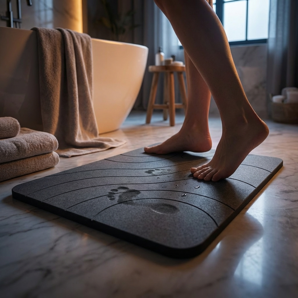 Alfombra de Baño de Diatomita Gris Piedra Elegante  60 × 40 cm | Secado Rápido – VERADGROUP