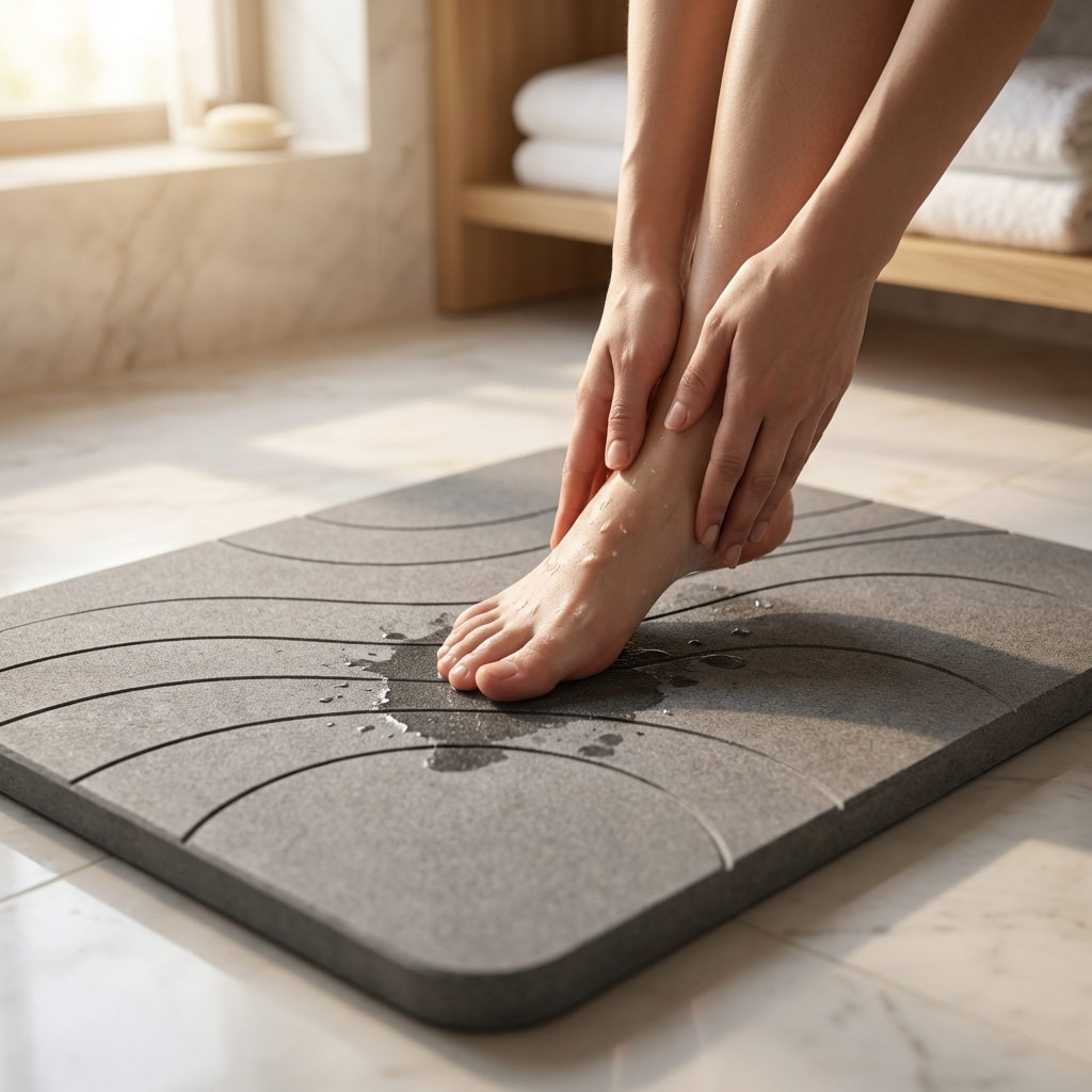 Alfombra de Baño de Diatomita Gris Piedra Elegante  60 × 40 cm | Secado Rápido – VERADGROUP