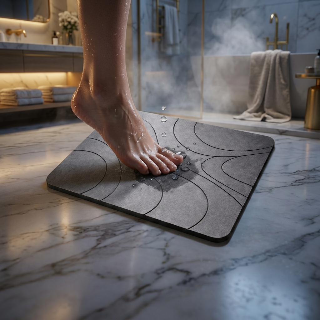 Alfombra de Baño de Diatomita Gris Piedra Elegante  60 × 40 cm | Secado Rápido – VERADGROUP