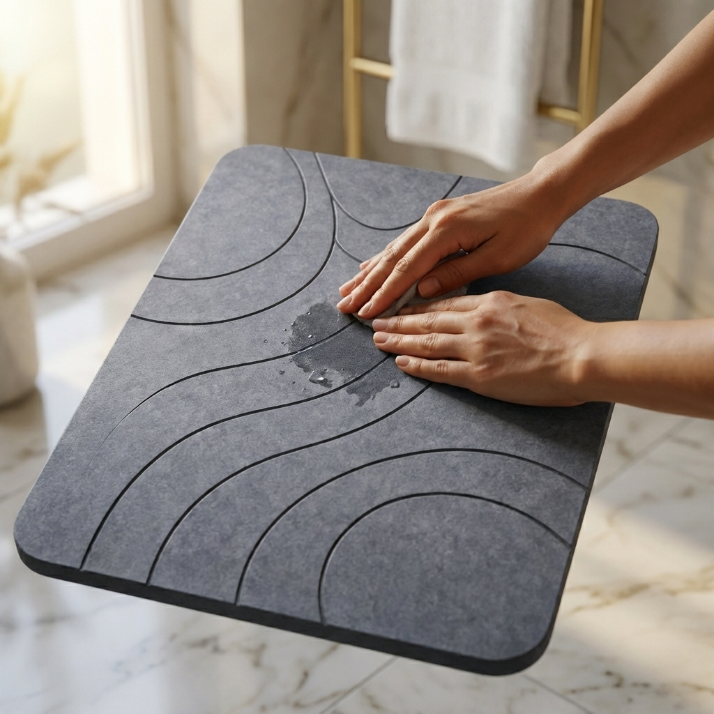 Alfombra de Baño de Diatomita Gris Piedra Elegante  60 × 40 cm | Secado Rápido – VERADGROUP