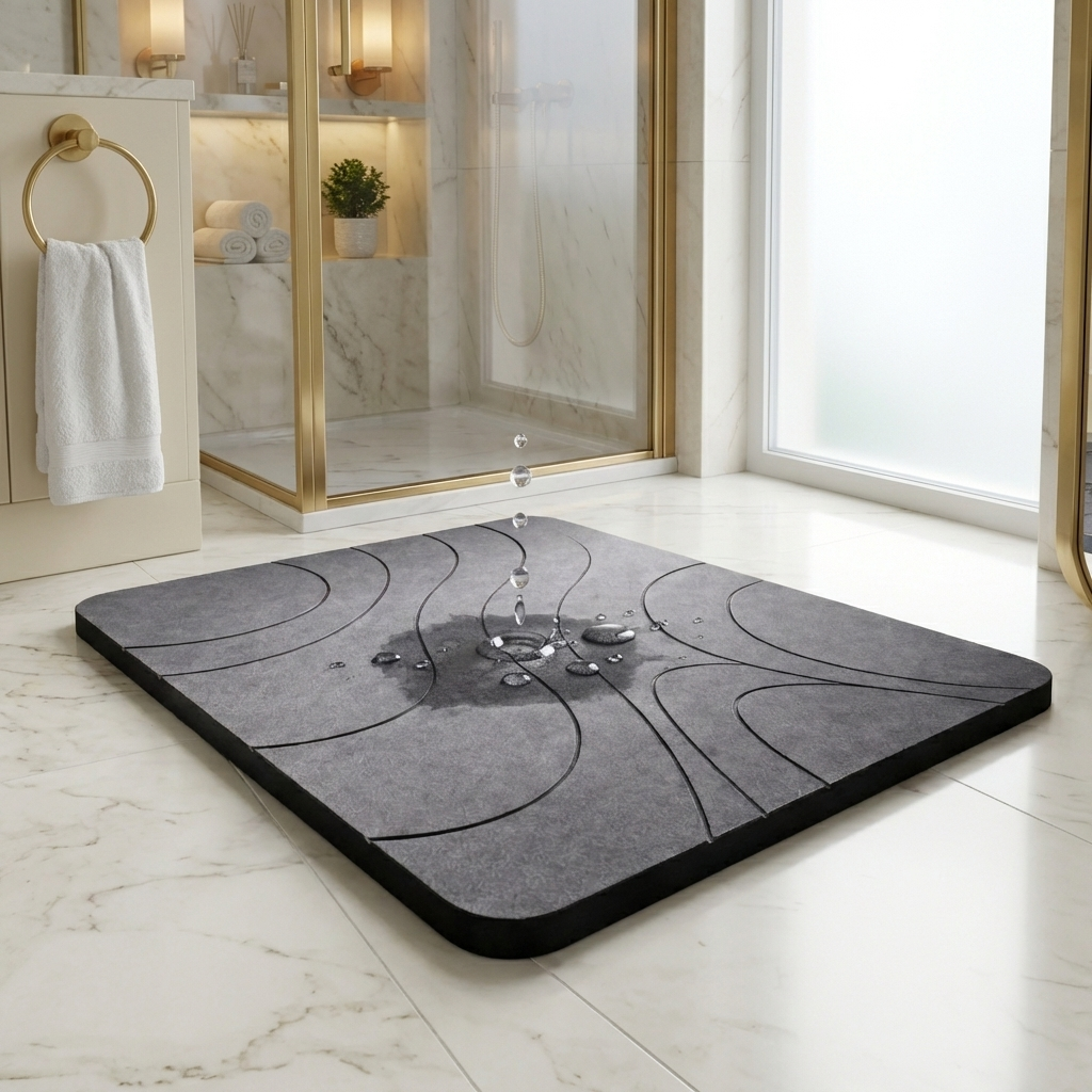 Alfombra de Baño de Diatomita Gris Piedra Elegante  60 × 40 cm | Secado Rápido – VERADGROUP