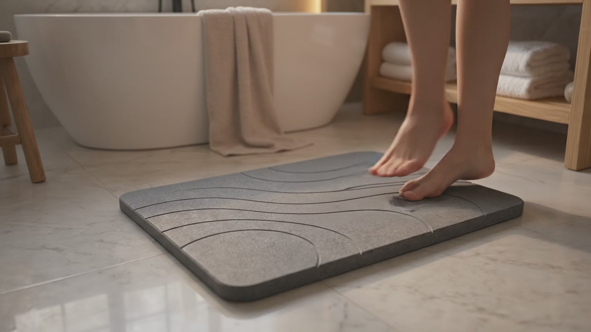 Alfombra de Baño de Diatomita Gris Piedra Elegante  60 × 40 cm | Secado Rápido – VERADGROUP