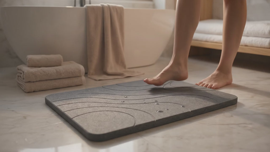 Alfombra de Baño de Diatomita Gris Piedra Elegante  60 × 40 cm | Secado Rápido – VERADGROUP