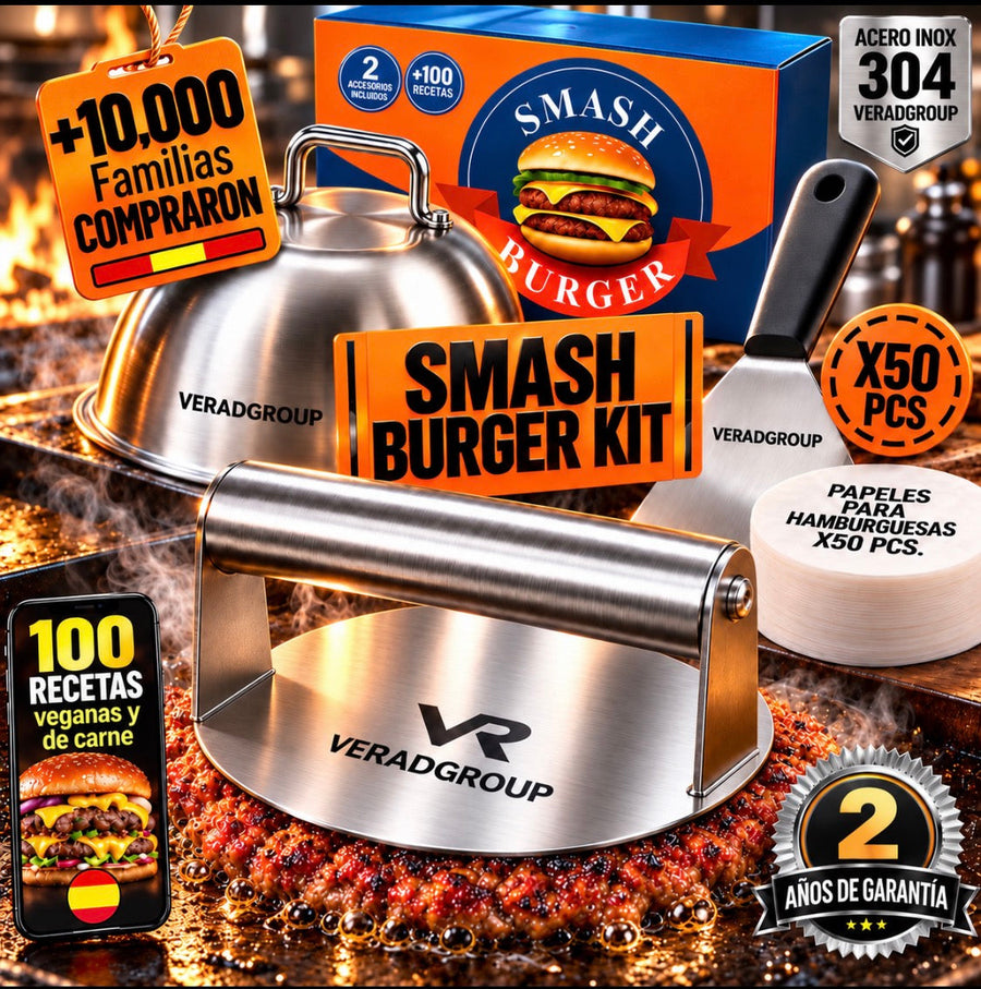 Kit Smash Burger | Prensa, Espátula y Cúpula de Acero Inoxidable – VERADGROUP